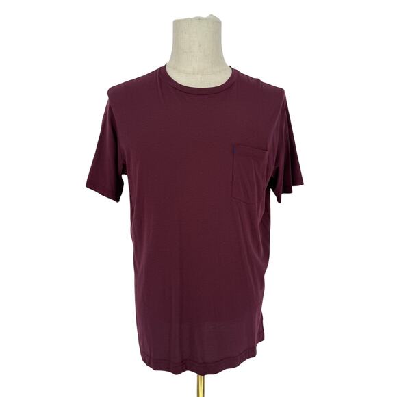 Robert Graham Short Sleeve Crew Neck T-Shirt MYLES Burgundy with Pocket M